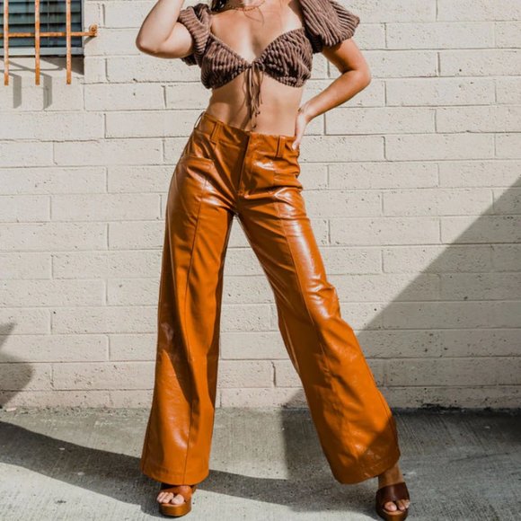 NWT Free People Star Crossed Lovers Faux Leather Pants Size 2 - Picture 2 of 13